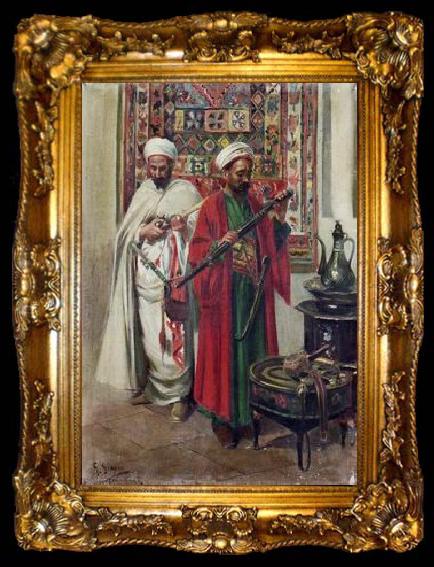 framed  unknow artist Arab or Arabic people and life. Orientalism oil paintings  423, ta009-2